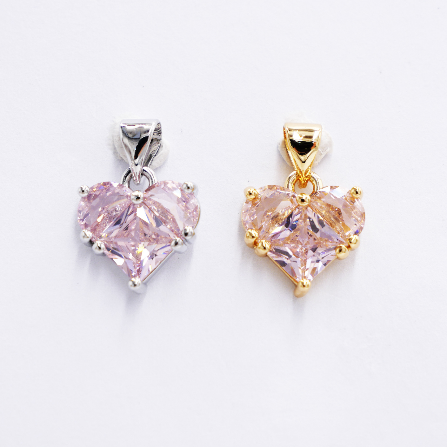 12mm Colored Faced Zircon Heart Pendant Jewelry Charms