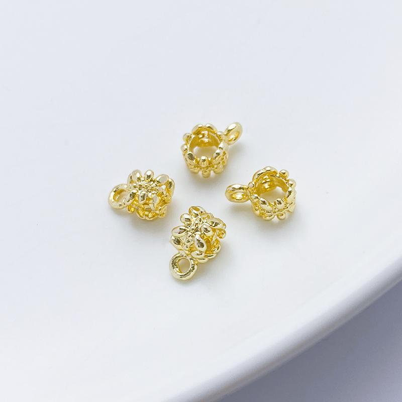 Gold Plated Spacer Beads with Hanging Ring Pendant Accessory 10PCS