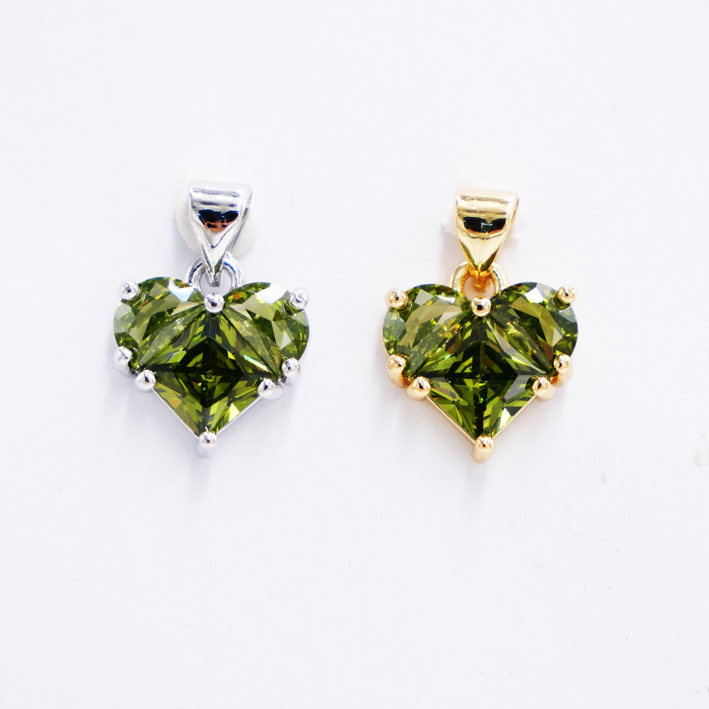 12mm Colored Faced Zircon Heart Pendant Jewelry Charms