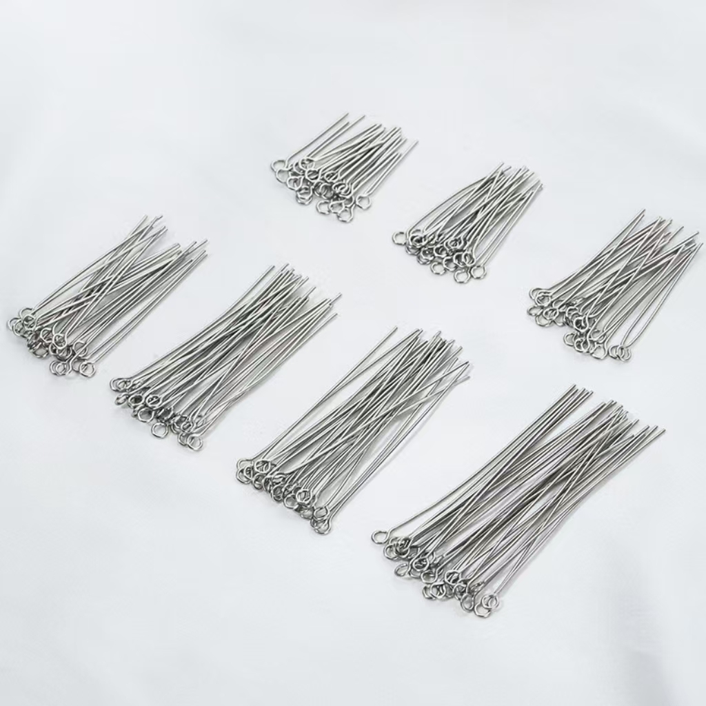 Handmade Titanium Needle Accessory Ball Pins Flat Pins Eye Pins 100pcs