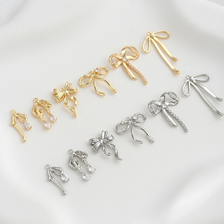 14k Plated Copper Bow Charm Pendant Accessory