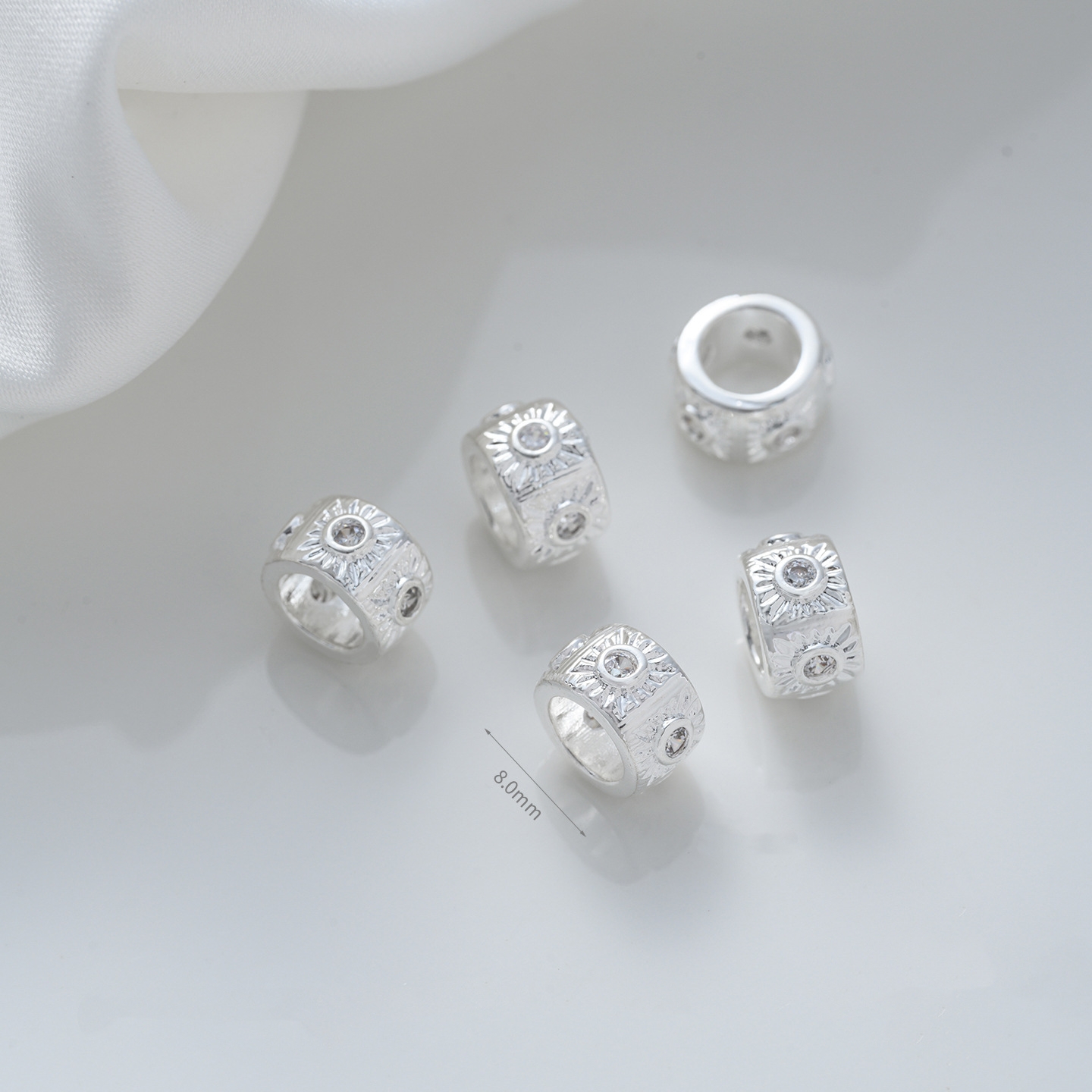 Cubic Zirconia Inlaid Gold Plated Wheel Spacer Bead Multiple Style