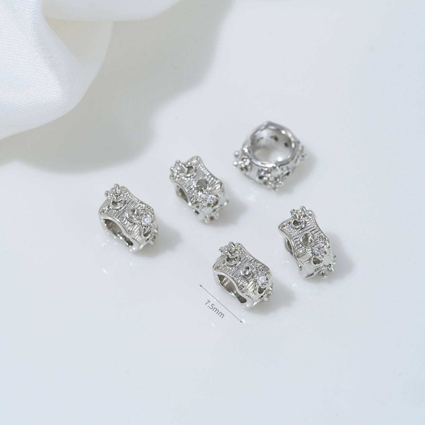 Cubic Zirconia Inlaid Gold Plated Wheel Spacer Bead Multiple Style