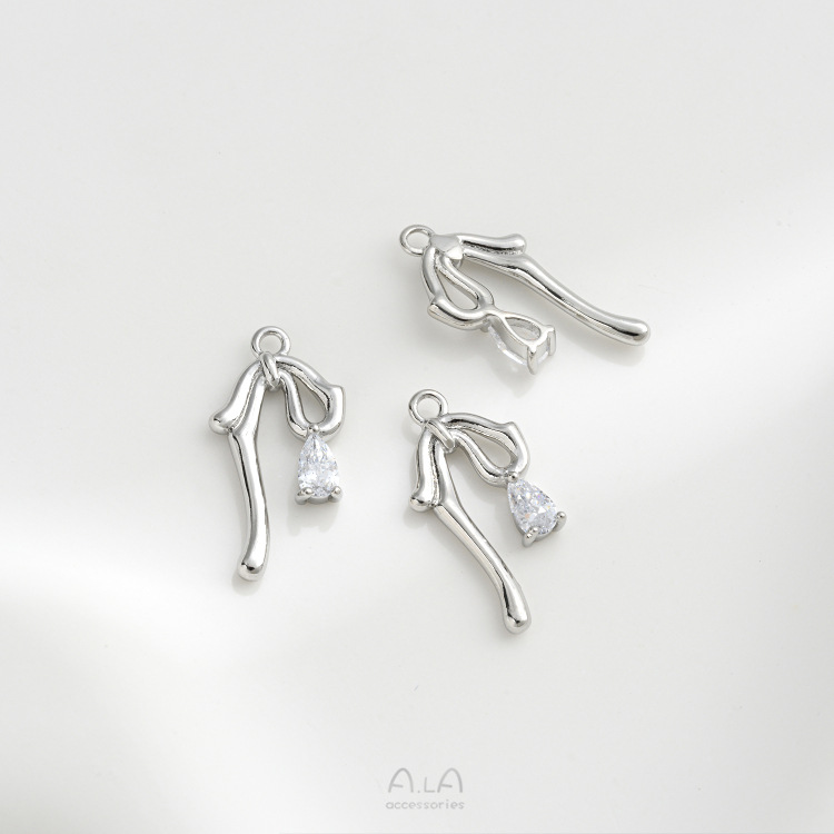 14k Plated Copper Bow Charm Pendant Accessory