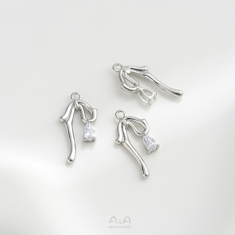 14k Plated Copper Bow Charm Pendant Accessory