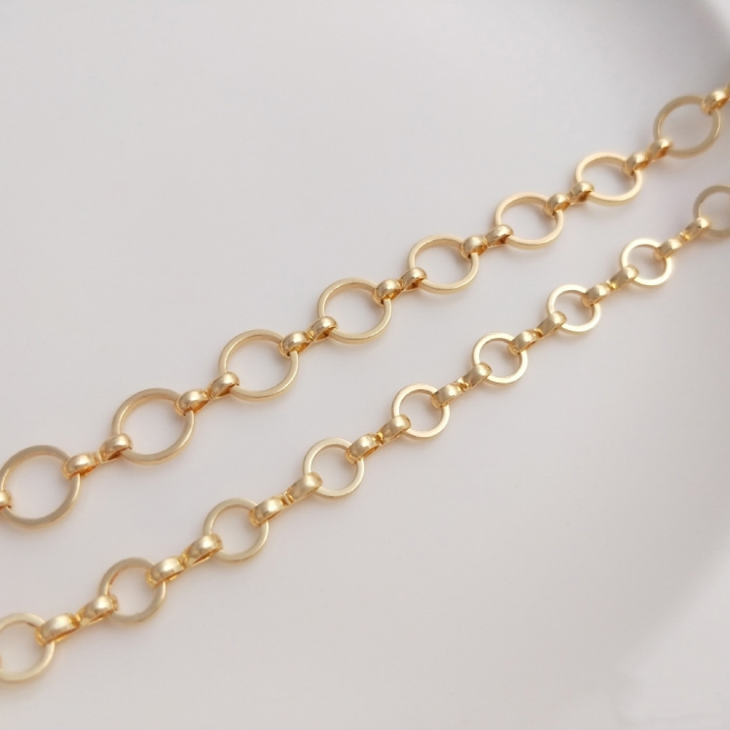 14k Gold plated 6mm 8mm Ring Chain for Jewelry DIY 50cm