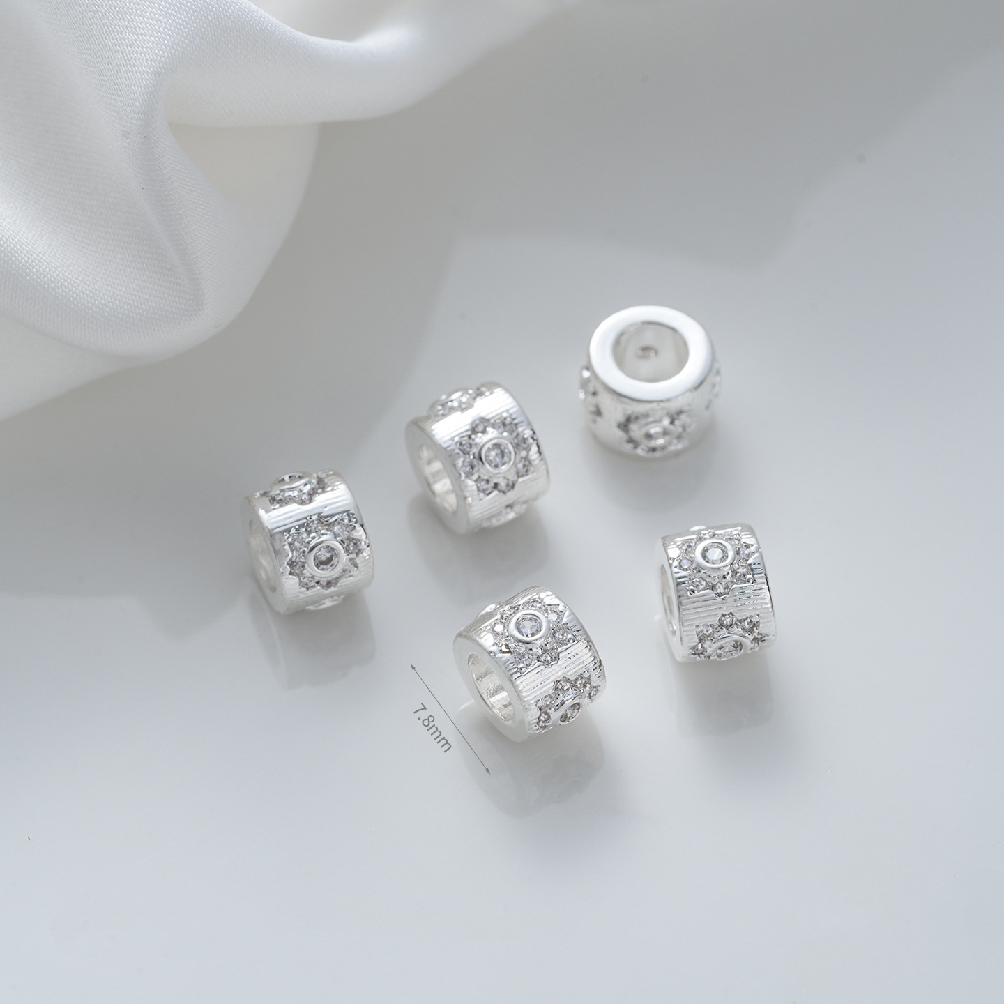 Cubic Zirconia Inlaid Gold Plated Wheel Spacer Bead Multiple Style