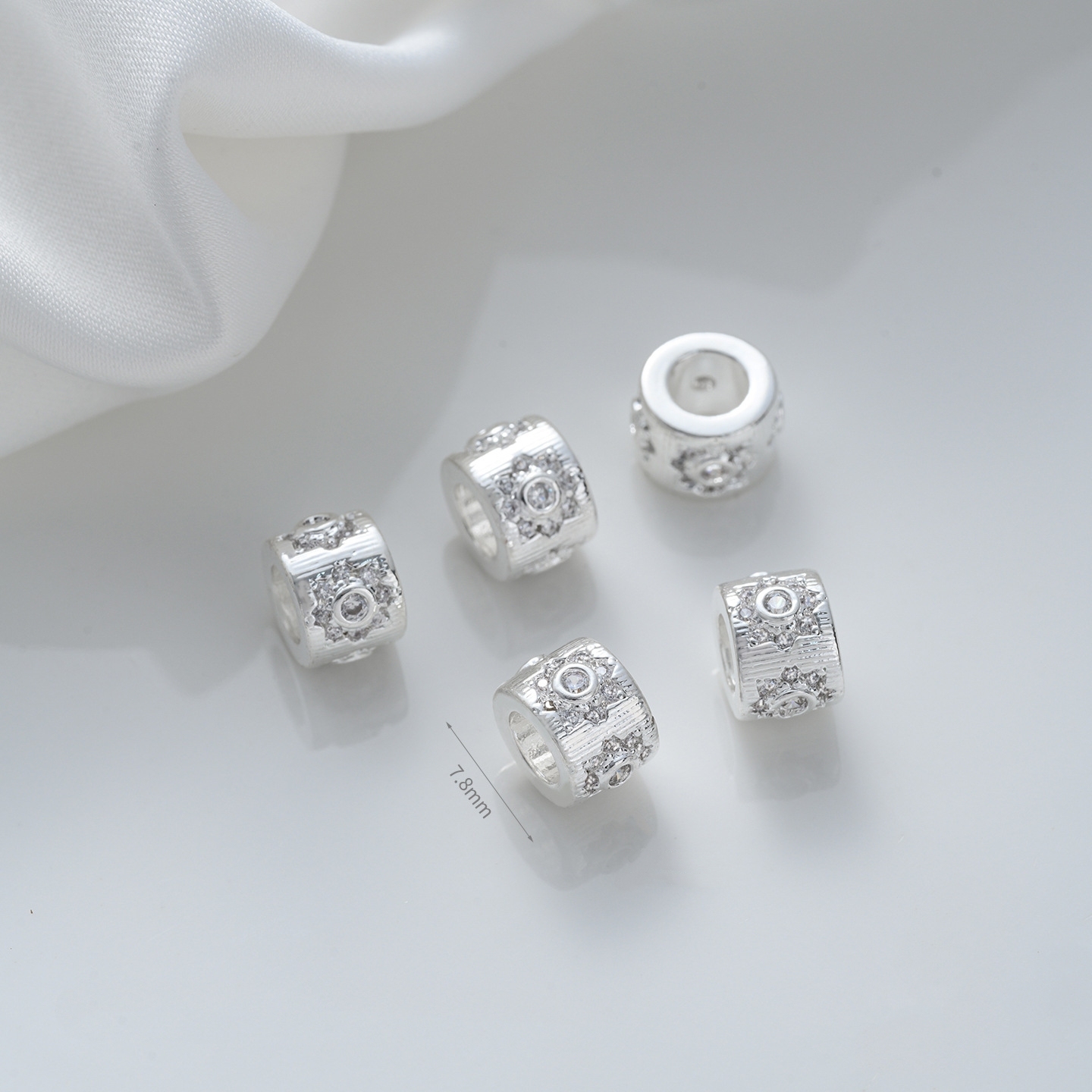 Cubic Zirconia Inlaid Gold Plated Wheel Spacer Bead Multiple Style