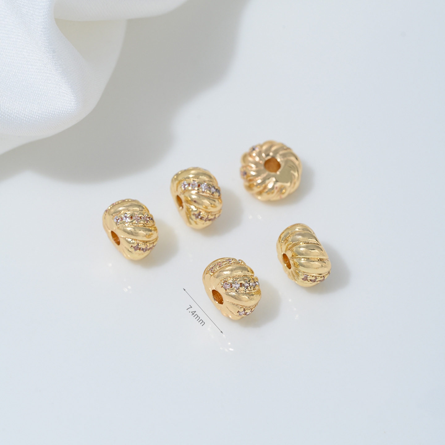 Cubic Zirconia Inlaid Gold Plated Wheel Spacer Bead Multiple Style