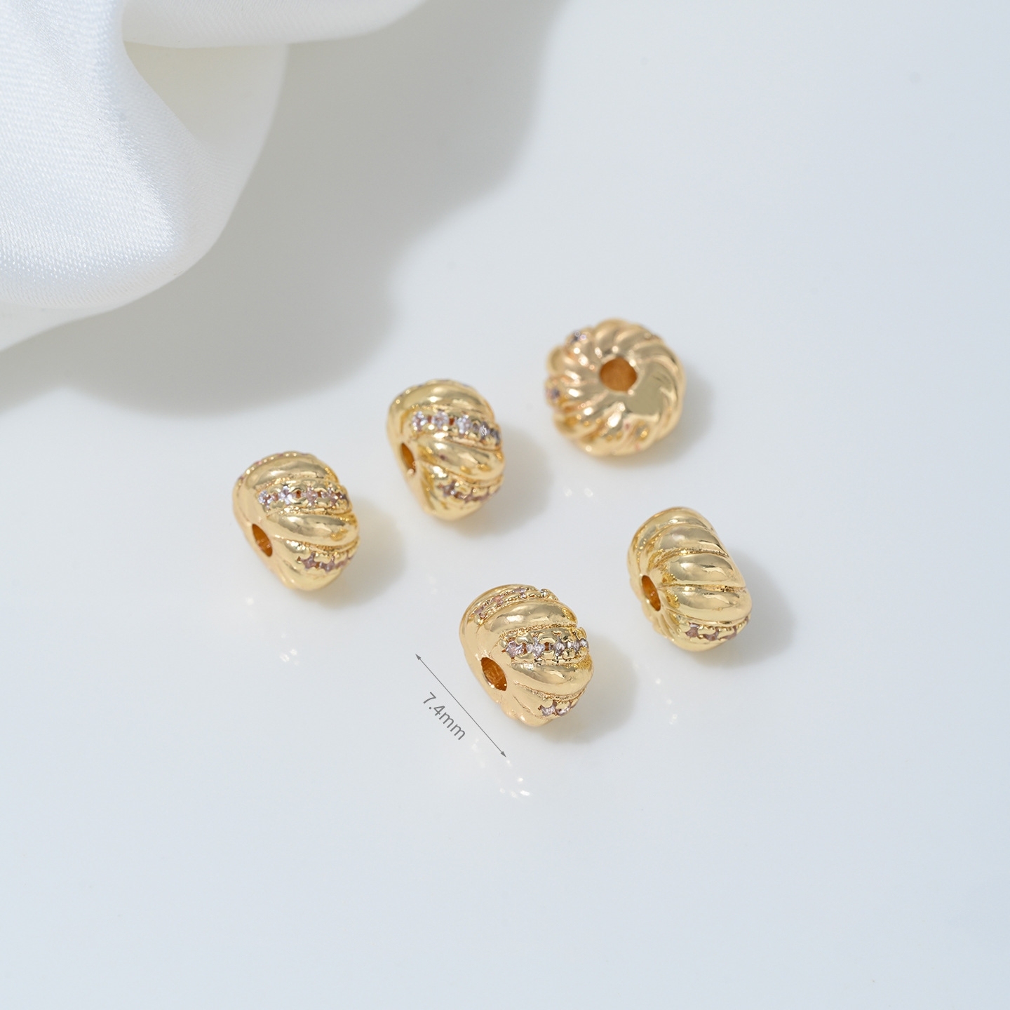 Cubic Zirconia Inlaid Gold Plated Wheel Spacer Bead Multiple Style