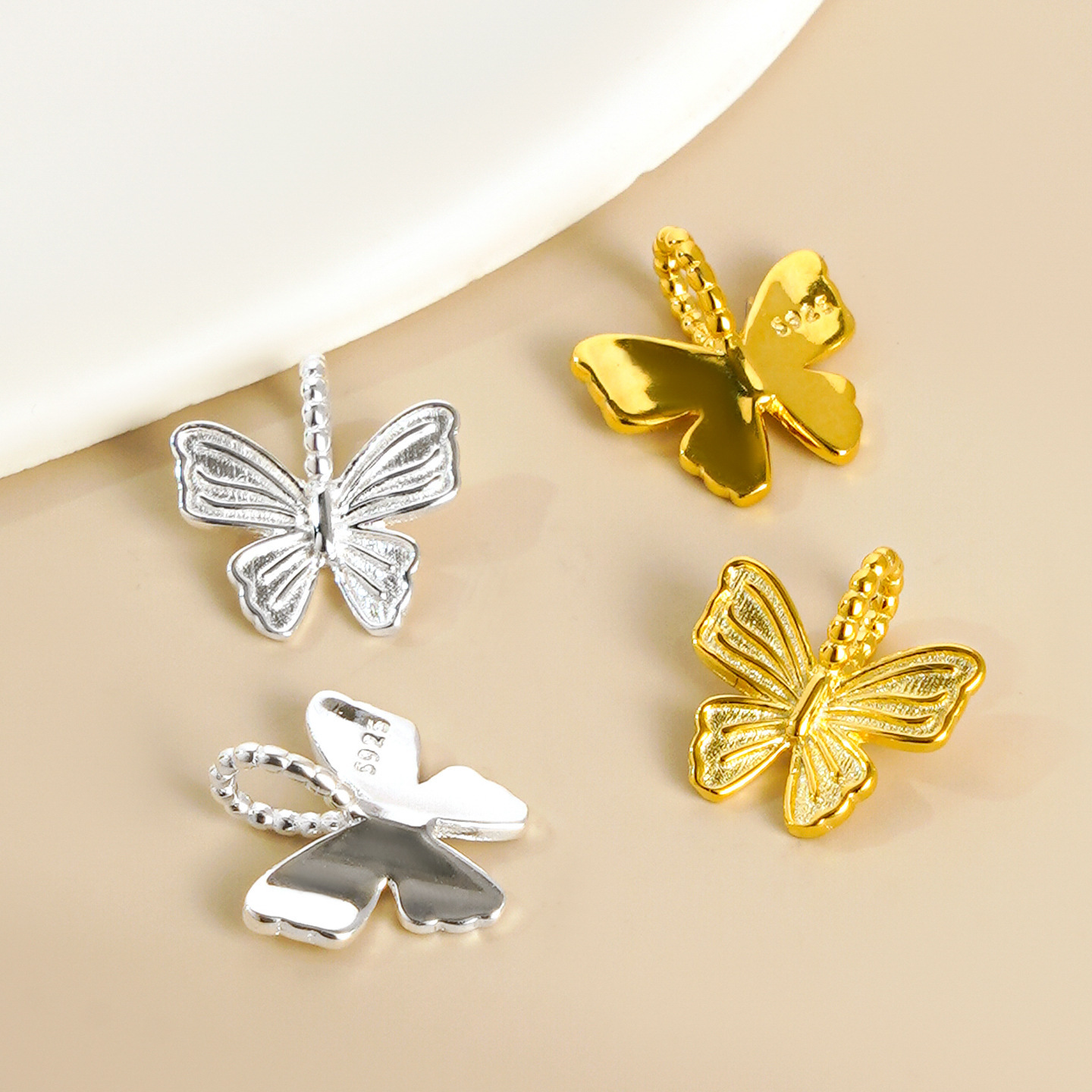 Cute 925 Silver Little Butterfly Spacer Bead and Pendant Jewelry Charm for DIY