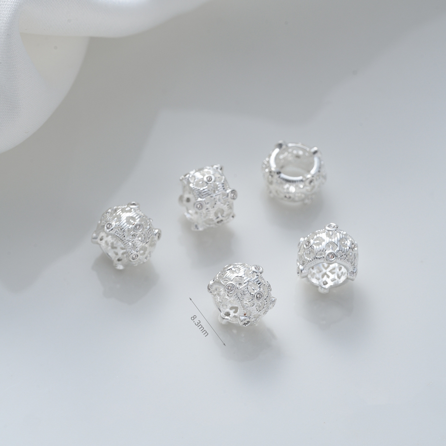 Cubic Zirconia Inlaid Gold Plated Wheel Spacer Bead Multiple Style