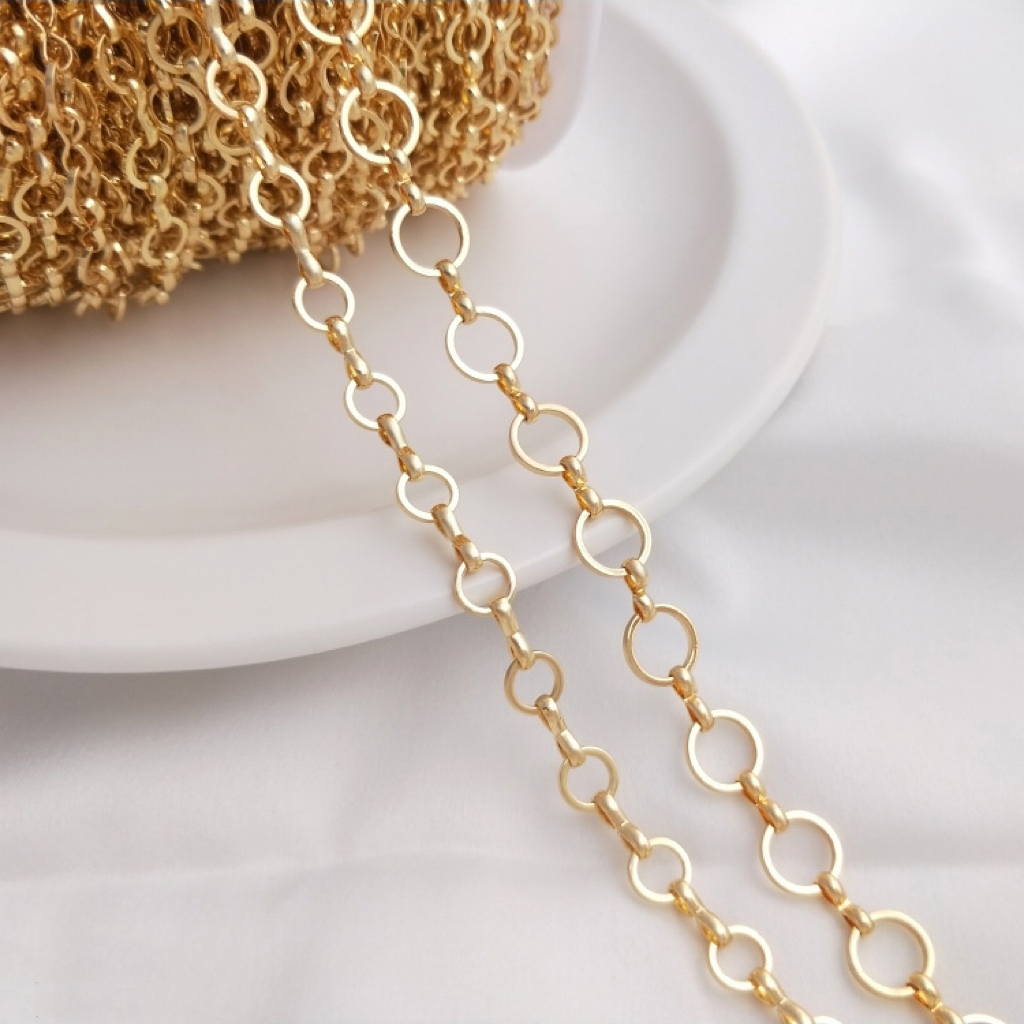 14k Gold plated 6mm 8mm Ring Chain for Jewelry DIY 50cm