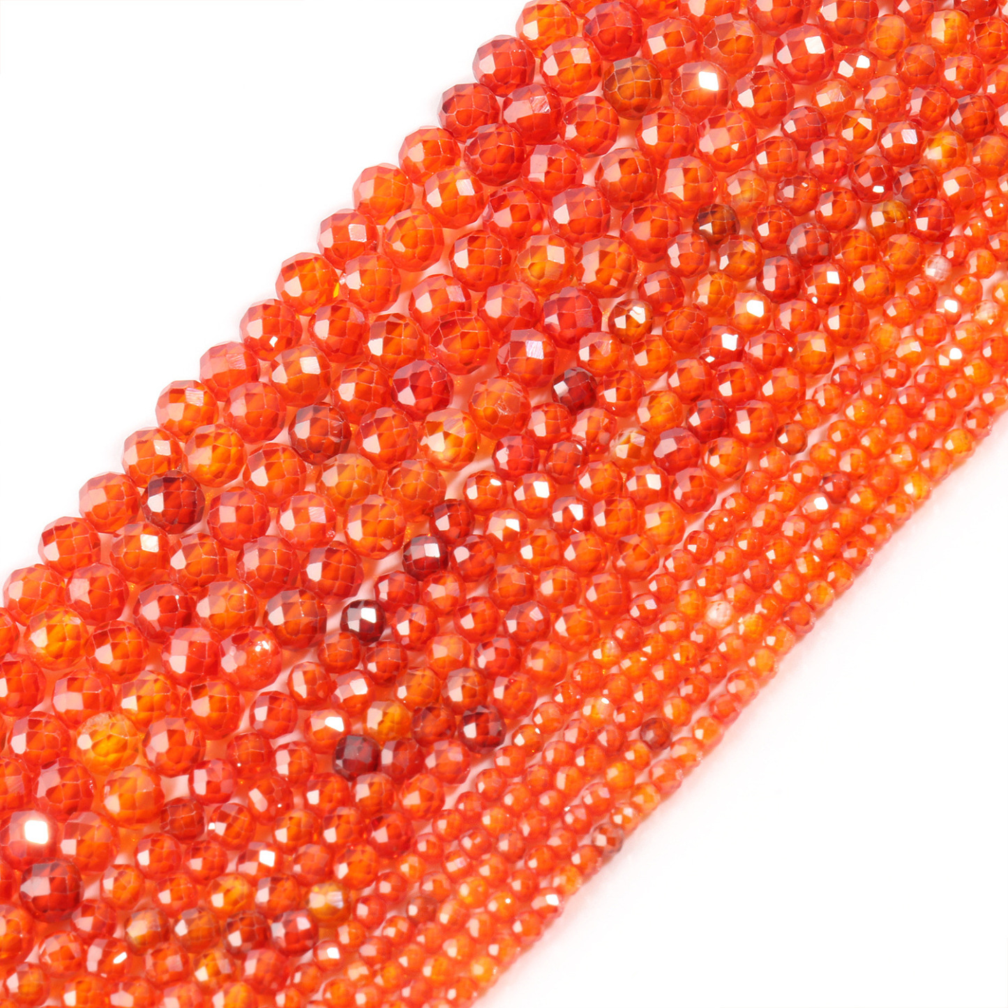 Natural Gemstone Colored Zircon Faced Beads Strand