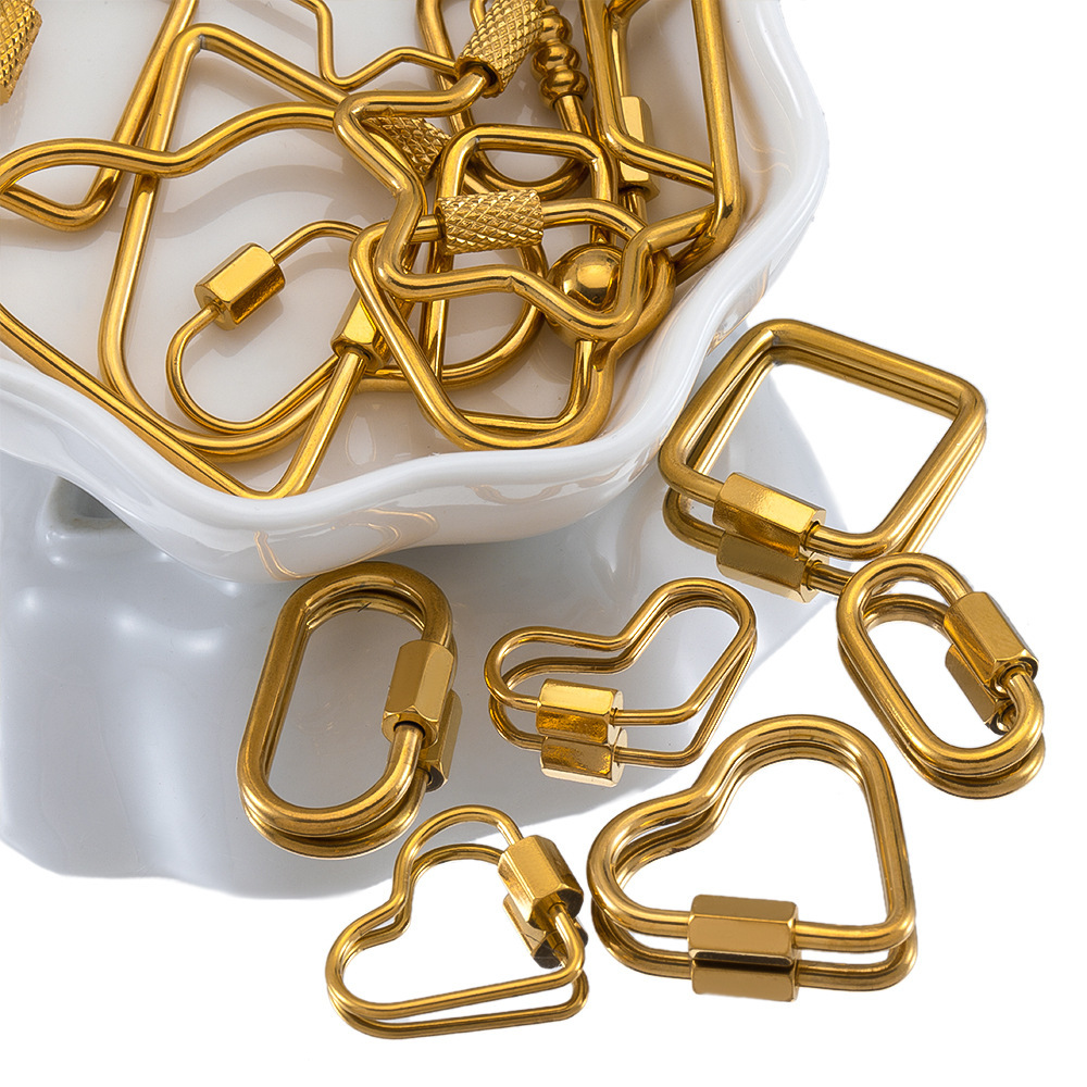 Gold Plated Stainless Steel Retractable Clasp Screw Clasp Multiple Shape DIY Jewellry Making Finding