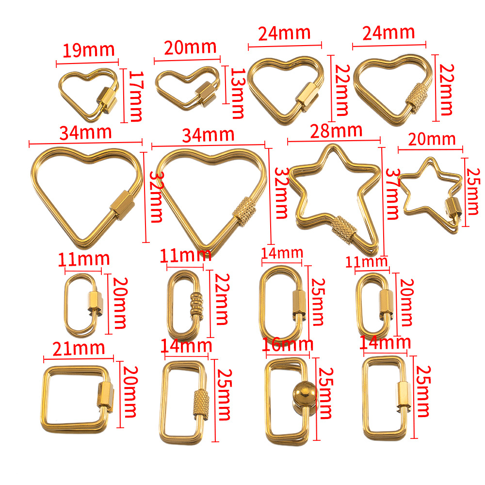 Gold Plated Stainless Steel Retractable Clasp Screw Clasp Multiple Shape DIY Jewellry Making Finding