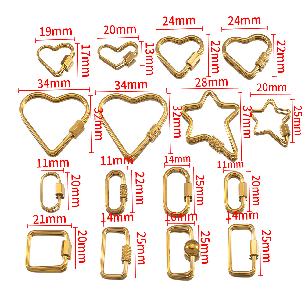 Gold Plated Stainless Steel Retractable Clasp Screw Clasp Multiple Shape DIY Jewellry Making Finding