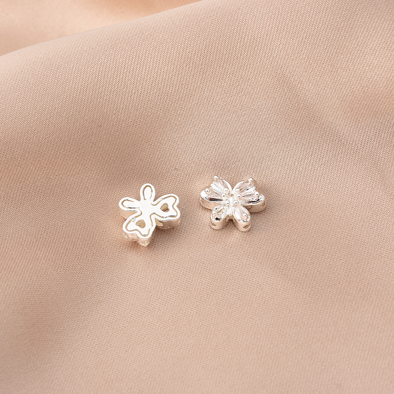 Zircon Inlaid Silver Plated Butterfly Muti Holes Spacer Bead
