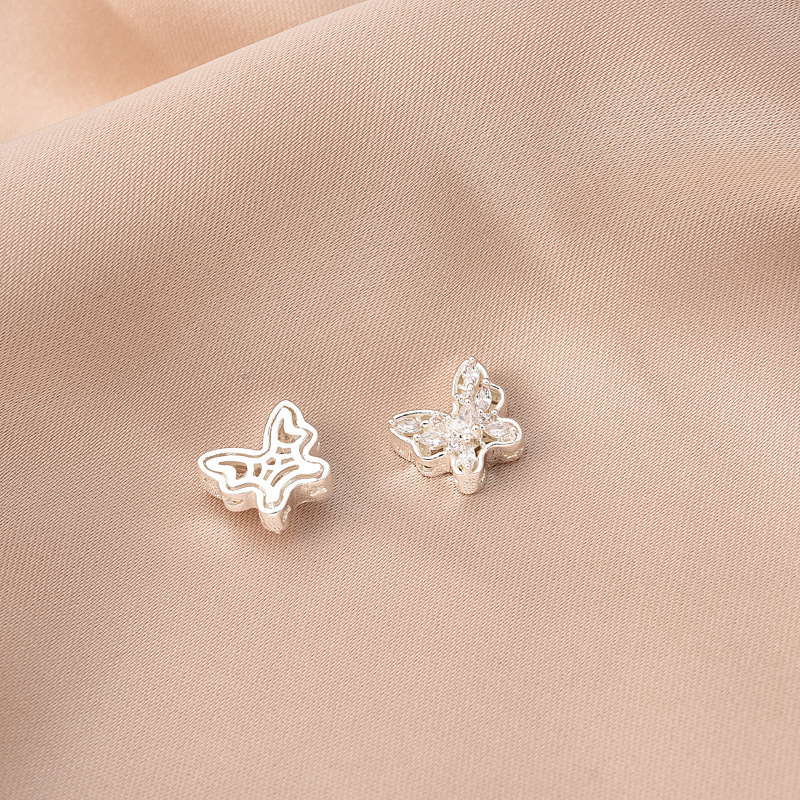 Zircon Inlaid Silver Plated Butterfly Muti Holes Spacer Bead