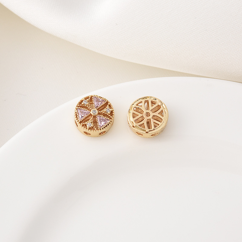 Zircon Inlaid 10mm Round Windmills Gold Plated Silver Plated spacer be