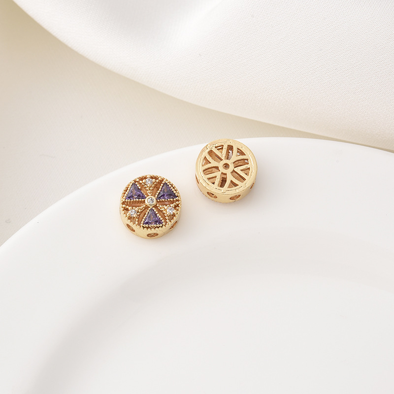 Zircon Inlaid 10mm Round Windmills Gold Plated Silver Plated spacer bead 