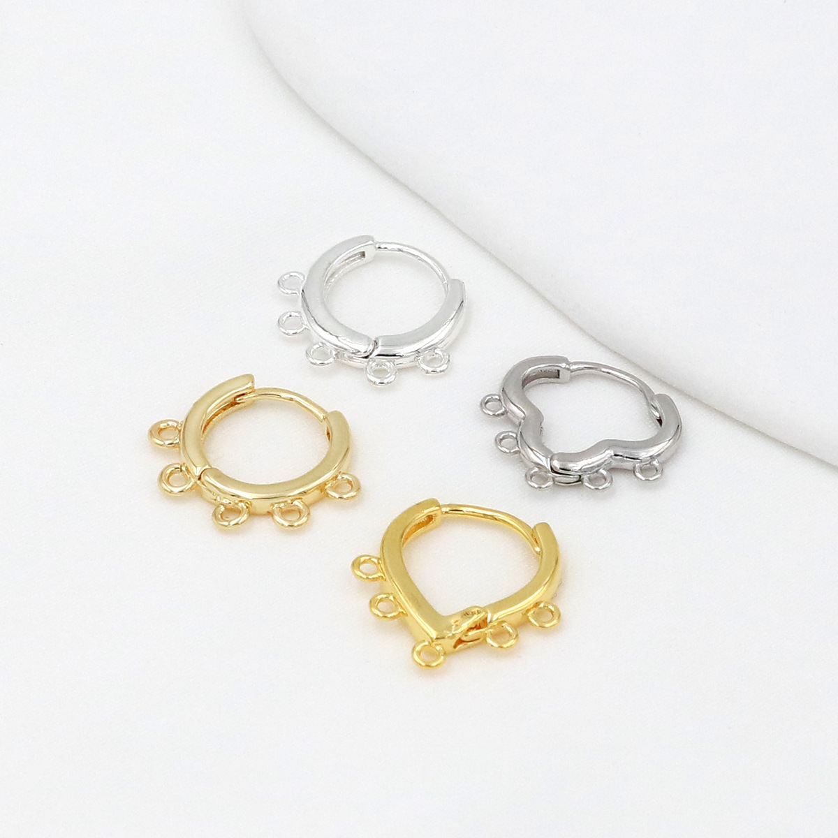 Multiple Shape Earrings Clasp with Five Hanging Rings Accessory for Earrings DIY