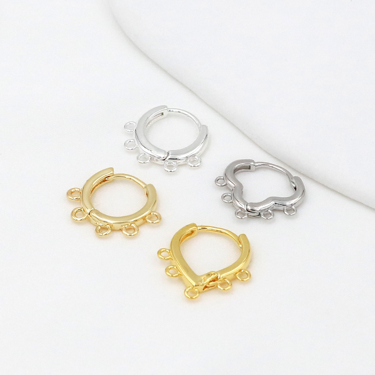 Multiple Shape Earrings Clasp with Five Hanging Rings Accessory for Earrings DIY