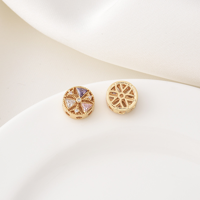 Zircon Inlaid 10mm Round Windmills Gold Plated Silver Plated spacer be