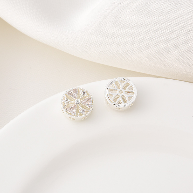 Zircon Inlaid 10mm Round Windmills Gold Plated Silver Plated spacer be