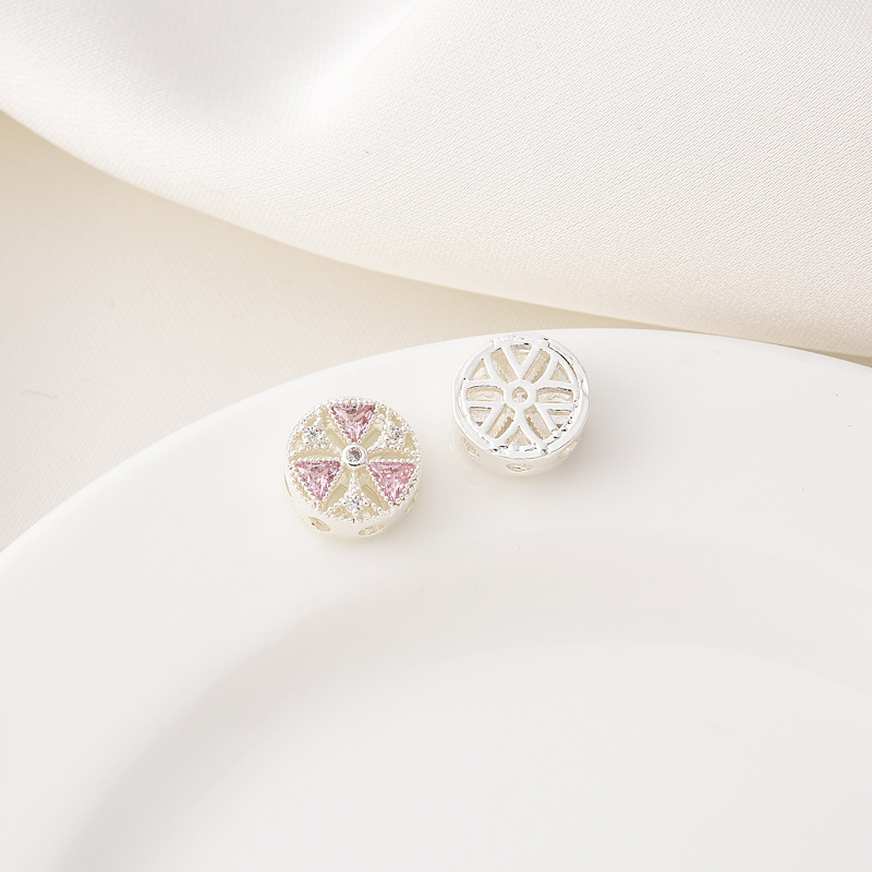 Zircon Inlaid 10mm Round Windmills Gold Plated Silver Plated spacer bead 