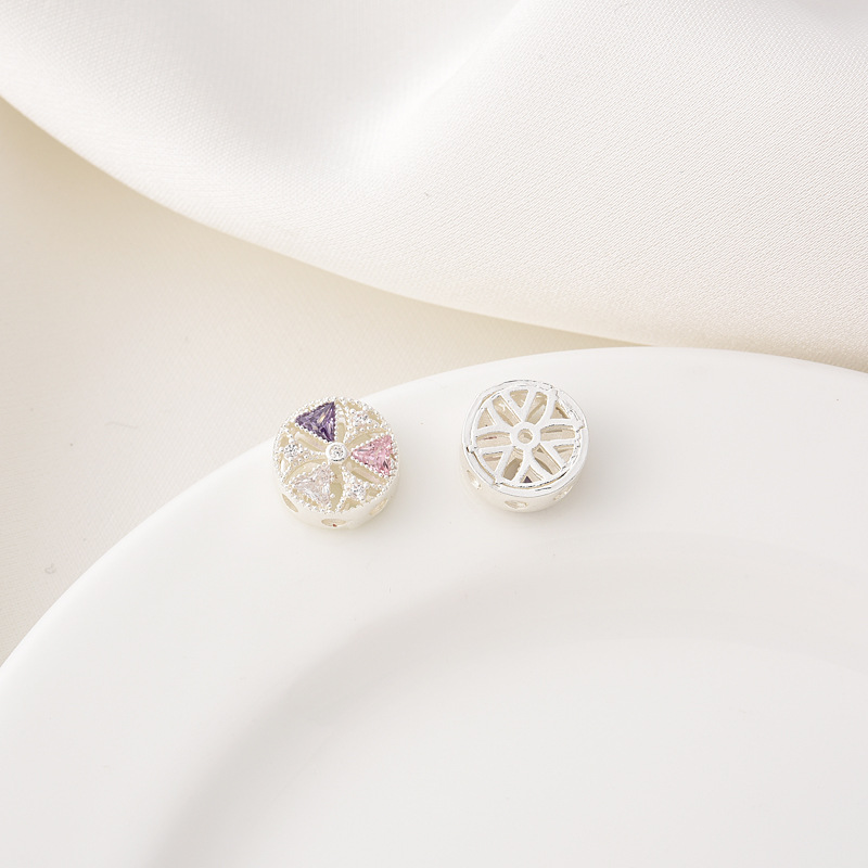 Zircon Inlaid 10mm Round Windmills Gold Plated Silver Plated spacer be