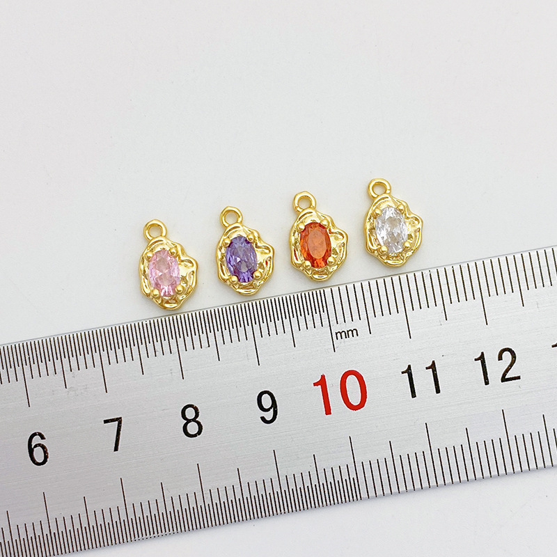 Gold Plated Irregular Pendant with Oval Colored Zirconia Inlaid