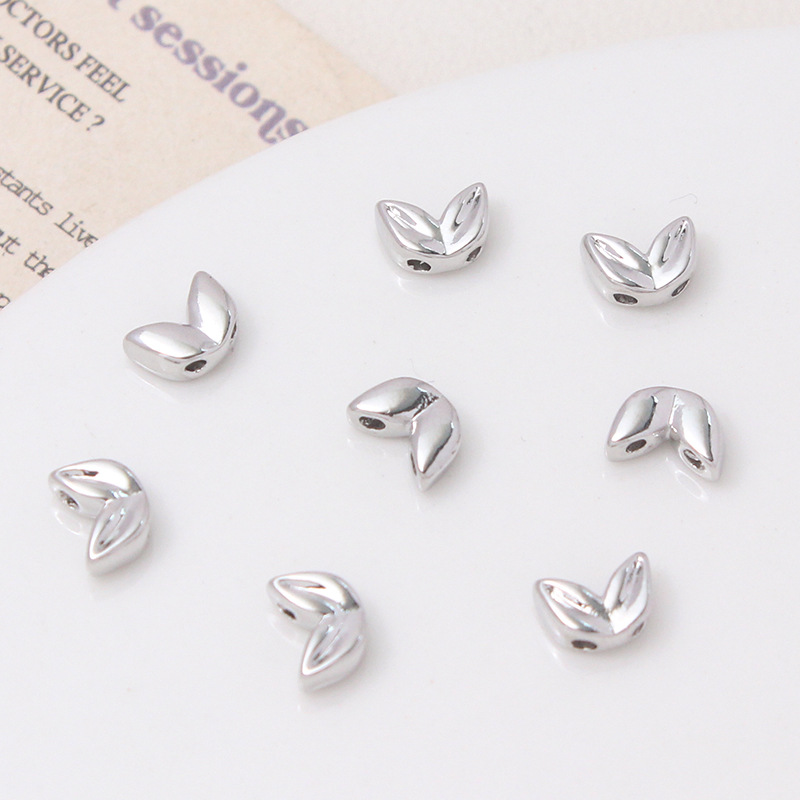 Gold Plated Double Holes Ear of Wheat Spacer Beads for Jewelry DIY 10PCS