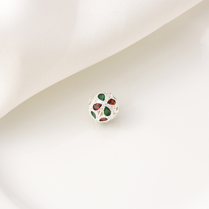 9mm Zircon Inlaid Gold Plated Silver Plated Hollow Ball Bead 