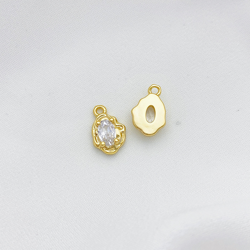 Gold Plated Irregular Pendant with Oval Colored Zirconia Inlaid