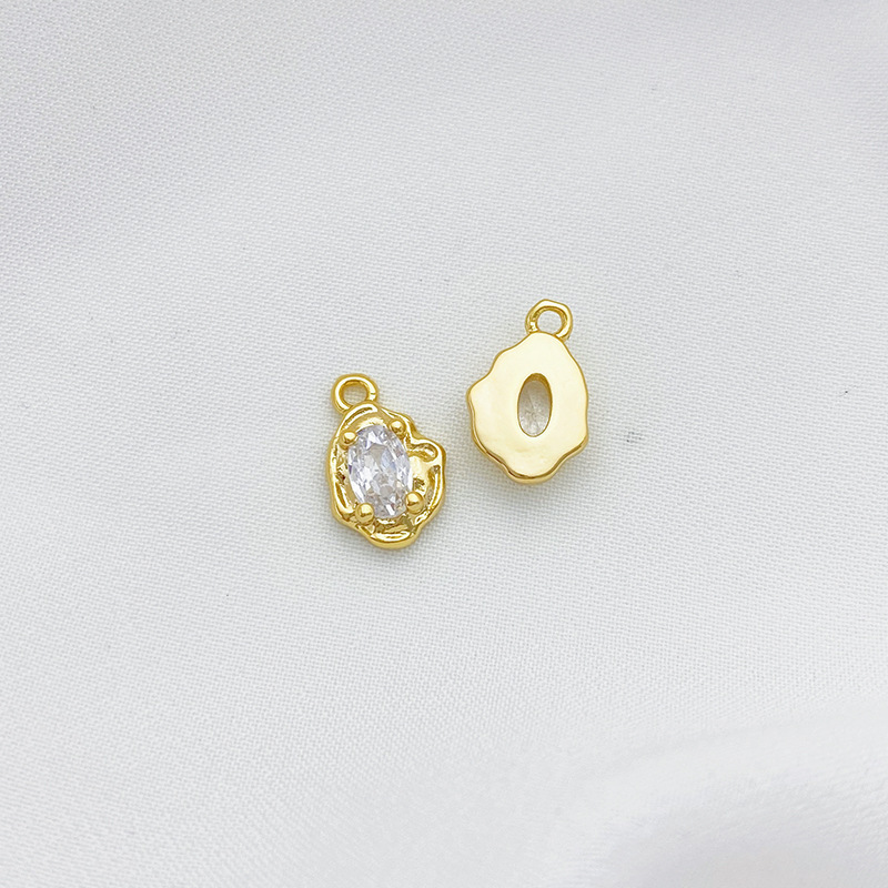 Gold Plated Irregular Pendant with Oval Colored Zirconia Inlaid