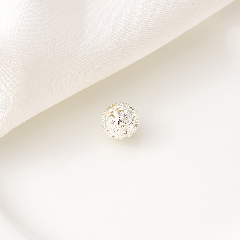 9mm Zircon Inlaid Gold Plated Silver Plated Hollow Ball Bead 