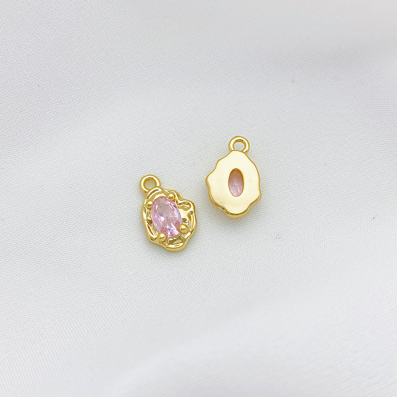 Gold Plated Irregular Pendant with Oval Colored Zirconia Inlaid