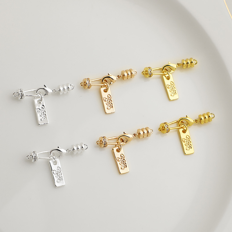 Zircon Inlaid Lobster Clasp Set with Butterfly Charm