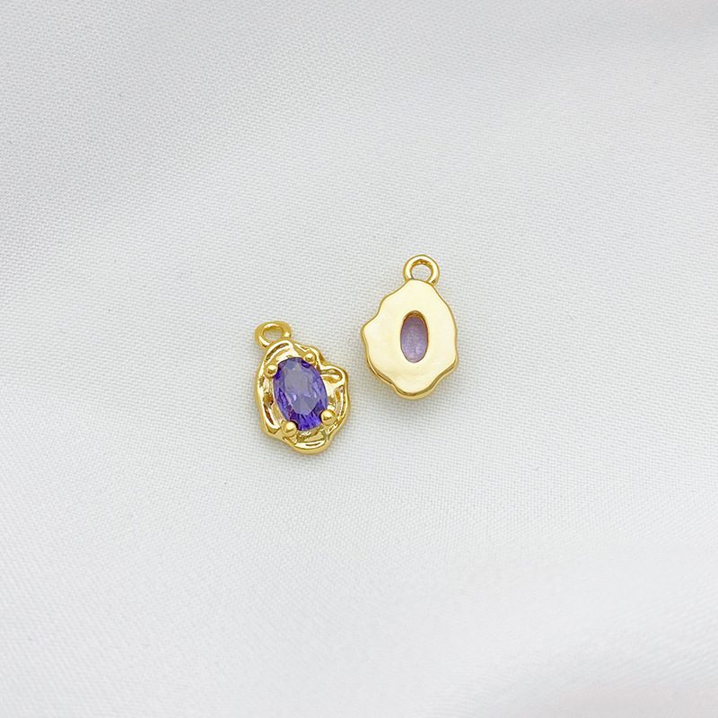 Gold Plated Irregular Pendant with Oval Colored Zirconia Inlaid