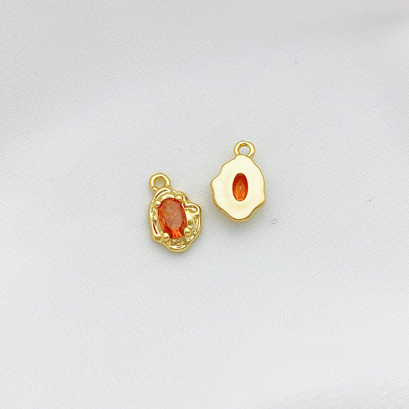Gold Plated Irregular Pendant with Oval Colored Zirconia Inlaid