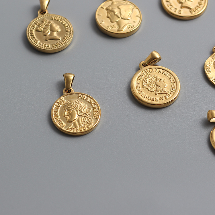 18k Gold Plated Titanium Steel Ancient Rome Coin Pendant
