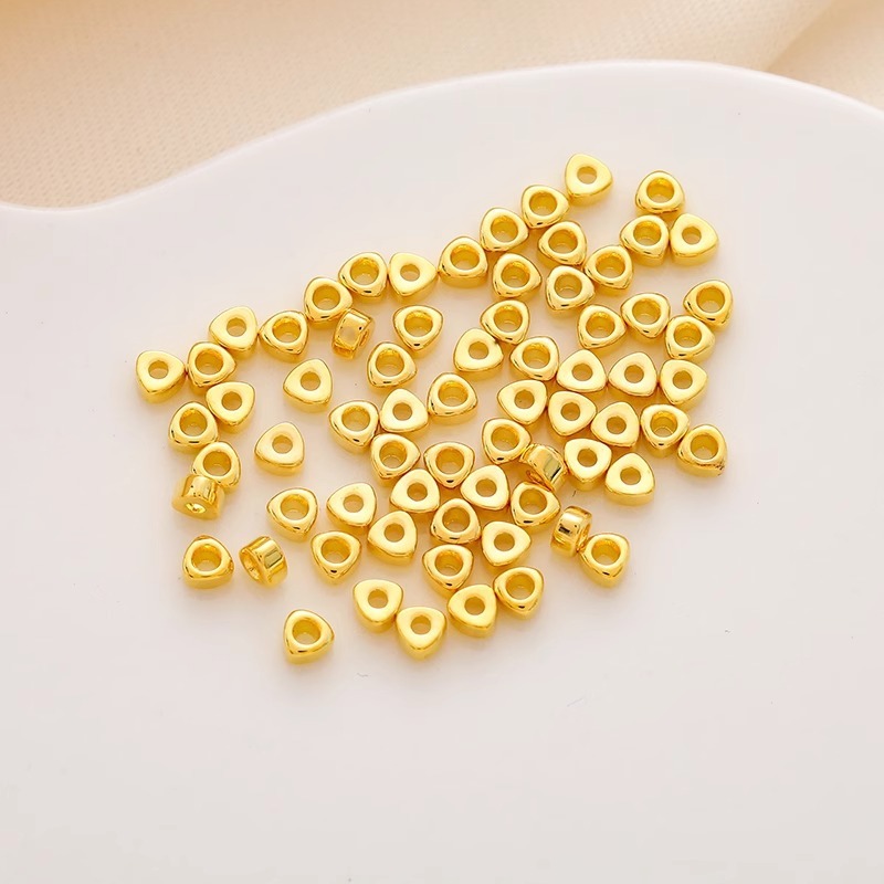 Gold Plated Brass Geometric chips spacer beads Wheel Spacer Beads 10pcs
