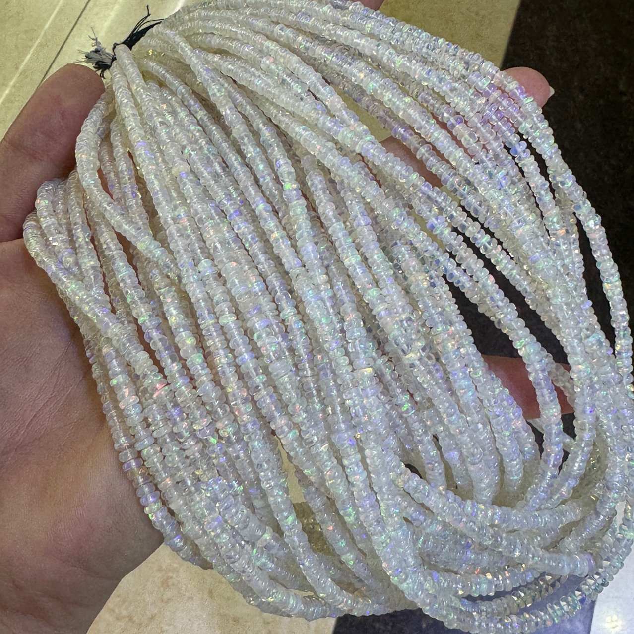 3-3.8mm Natural Opal Irregular Oblate Wheel Beads Strand