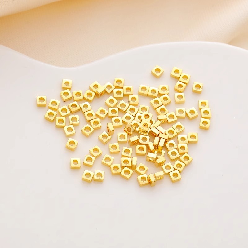 Gold Plated Brass Geometric chips spacer beads Wheel Spacer Beads 10pcs