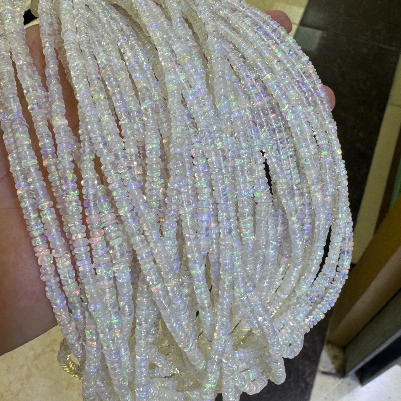 3-3.8mm Natural Opal Irregular Oblate Wheel Beads Strand