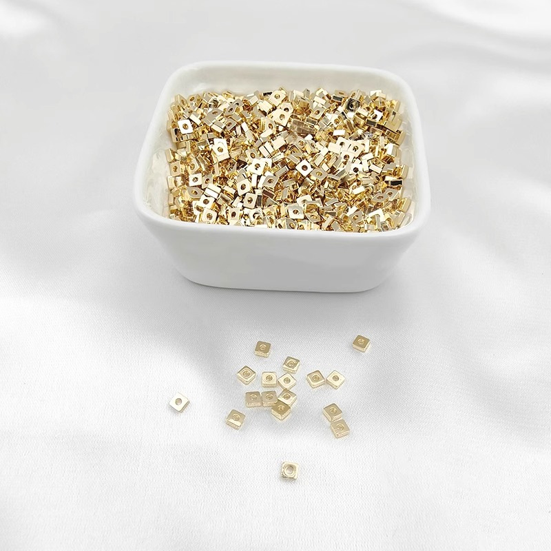 Gold Plated Brass Geometric chips spacer beads Wheel Spacer Beads 10pcs