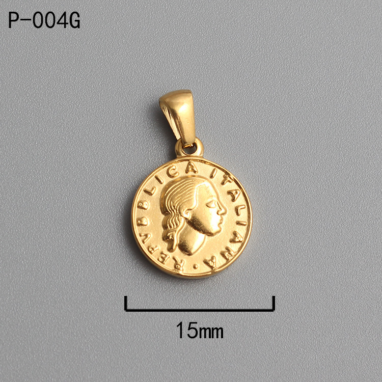 18k Gold Plated Titanium Steel Ancient Rome Coin Pendant