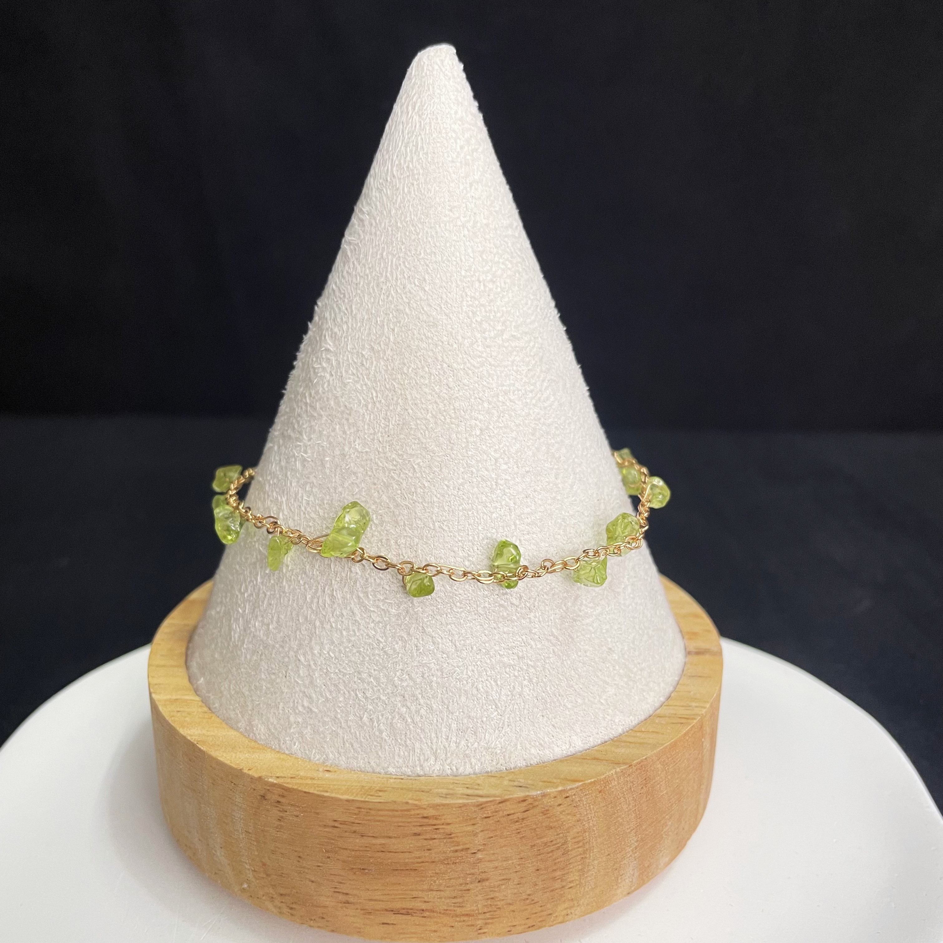 Mini Raw Peridots Woven Olive Branch Bracelet