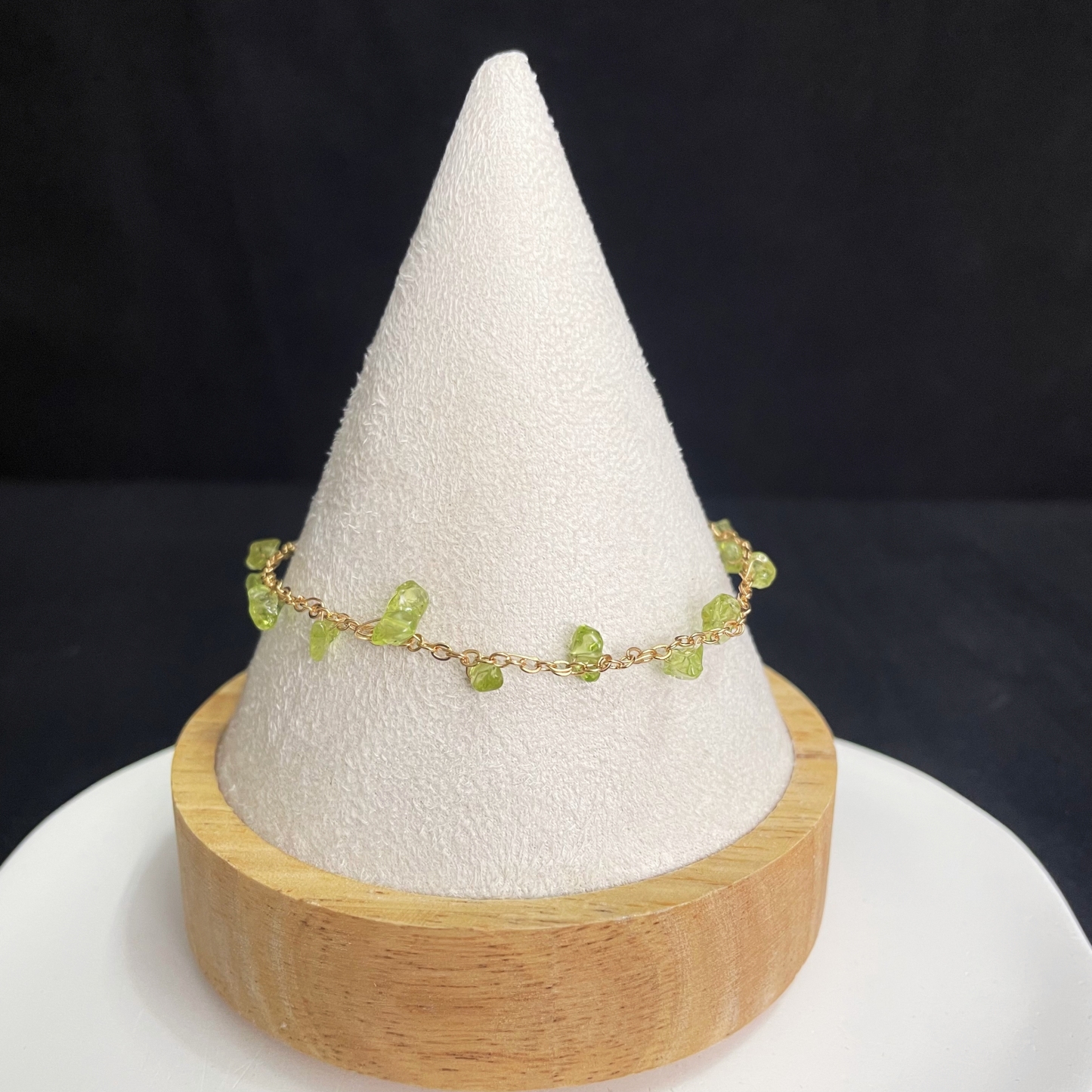 Mini Raw Peridots Woven Olive Branch Bracelet